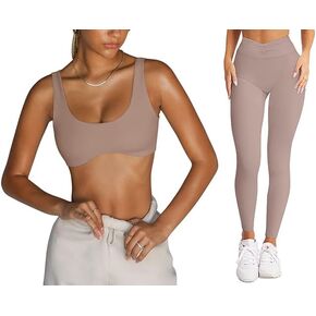LASLULU Womens 2 Piece Outifits Sienna Sports Bra + Sienna Yoga Leggings-Size of Small