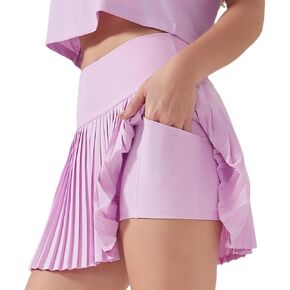 Pleated Tennis Skirts for Women with Shorts High Waist Tummy Control Skorts with Pockets Athletic Golf Running Skort