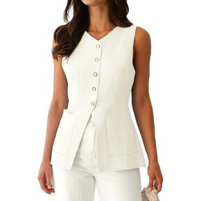 Summer Blazer Suit Vest for Women Business Casual Sleeveless Button Down V Neck Tops Trendy 2025 Waistcoat