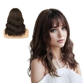 Short Black Curly Bob Wig with Bangs for Women Heat Resistant Synthetic Fiber Natural Look Real Silky Soft Reusable High Density Cosplay Wig for Costume Daily Use (14 Inch)