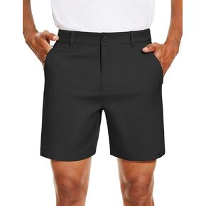 PULI Men's Golf Dress Shorts Flat Front 7 Inch Lightweight Quick Dry Chino Casual with Pockets