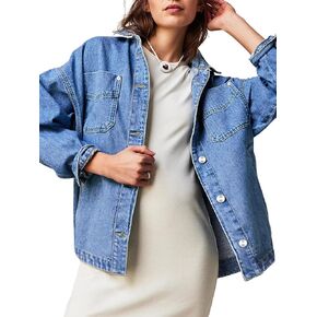 Womens Denim Jacket Wash Jean Jacket Coats With Pockets