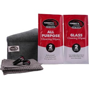 Tommy's Express Interior Detail Kit - Microfiber Cloth, 2X Shop Towels, 2X All-Purpose Wipes, 2X Glass Streak-Free Wipes and 2X Signature Tommy's Clean Car Scent Vent Air Fresheners (9 Piece Set) (1)