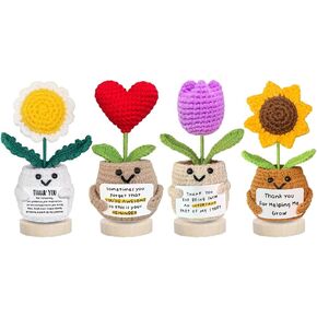 Emotional Support Crochet Sunflower, Thank You for Helping Me Grow, Teacher Appreciation Gifts, Thank You Gifts for Women, Dad, Mom, Coworker, Friend, Positive Crochet Flowers, Thank You for Listening