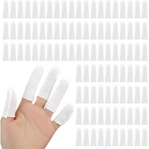 100 Pcs Finger Sleeves Finger Cot Cloth Finger Toe Sleeves Fingertips Protective Cover Breathable and Comfortable Absorb Sweat Thumb Protector (White)