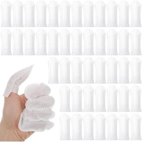 200 PCS Cotton Finger Cots Finger Covers Protector for Finger Tips Finger Toe Sleeves Fingertips Protective Cover Thumb Protector Breathable for Work, Nails Cleaning, and Injured Fingers