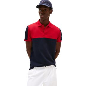 Tommy Hilfiger Men's Short Sleeve Casual Polo Shirts in Regular Fit with Stretch and Colorblock Designs