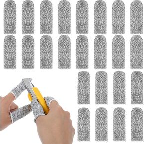 24Pcs Cut Resistant Finger Cots, Reusable Finger Protector Thumb Finger Sleeve Protector Anti-Slip Finger Tip Protectors for Garden Kitchen Work Sculpture (Grey)