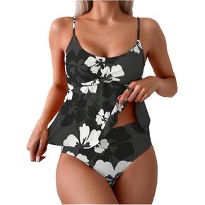SweatyRocks Women's Floral Print Twist High Waisted Tankini Swimsuit 2 Piece Bathing Suit