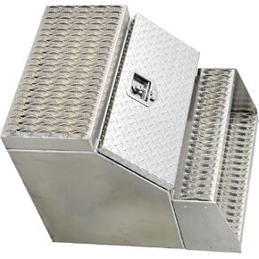 Heavy Duty Aluminum Semi Truck Side Storage Saddle Step Box / 24"L x 25"W x 28"H