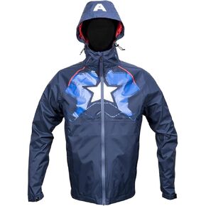 Marvel Captain America Mens Zip Raincoat Hooded Jacket | Large