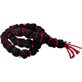 Nepali 5 Mukhi Black Rudraksha Mala 20mm Kantha Mala Necklace 54+1 Beads Mala Seed Prayer Mala, Necklace for Meditation and Protection Rudraksha Kantha Prayer Mala, Gifts