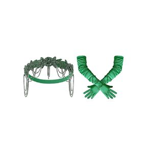 BABEYOND 1920s Flapper Headpiece Roaring 20s Headband Great Gatsby Long Satin Tea Party Gloves Upper Arm Length 27" Accessory for Women
