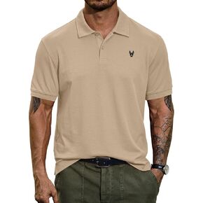 Men Embroidered Doberman Polo Button Plain Short Sleeve Casual Daily Polos Shirt (S-XXL)