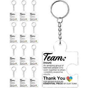 12 Pcs Team Appreciation Gifts for Coworkers, Employee Appreciation Gifts Bulk, Thank You Keychain for Team Staff Teachers Volunteer, Inspirational Teamwork Office Puzzle Piece Acrylic Keychains