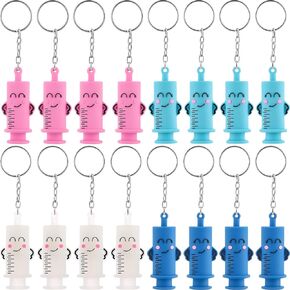 Sureio 16 Pcs Silicone Nurse Keychain with Ampoule Opener Nurses Week Appreciation Gifts Thank You Gifts Ampoule Bottle Breaker Cutter Syringe Keychain for Women Medical Coworkers
