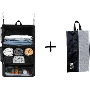 Travel Organizer, Compression Suitcase Organizer, Hanging Organizer, Luggage Packing Organizer, Clothes Closet Organizer, Portable Storage Shelves, Includes Shoe Bag