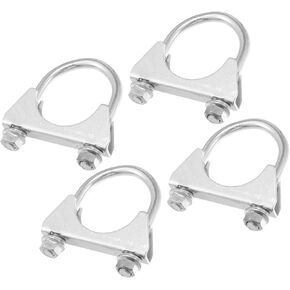 Round U Bolt Clamp/Muffler Exhaust Clamps for Car RV Truck Boat/Durable Mild Steel 1.75" ID 45mm / 4 Pcs Silver Tone Replacement