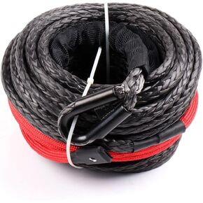 sctioo 3/8 بوصة × 95 قدم 20500 رطل الاصطناعية الاصطناعية امتداد كابل الحبل الاصطناعية Universal Black Red Dyneema for Truck ATV SUV لاستبدال Winch Pickup