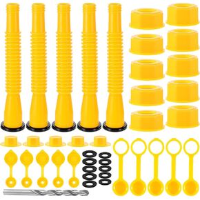 Gas Can Spout Replacement Set, Gas Can Nozzle Old Style Easy to Install, Flexible Pour Nozzle for Most 1/2/5/10 Gallon Oil Cans(5 Kit)