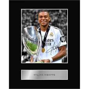 Generic Kylian Mbappe RM Pre Printed Signature Signed Mounted Photo Display #11 Printed Autograph Picture 10x8 Inch Mount Wall Art Photograph for Living Room