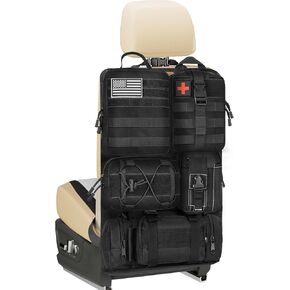 SURDOCA Tactical Backseat Car Organizer with 5 Detachable MOLLE Pouches, 1000D Oxford Hanging Storage Panel for Car Truck SUV, Modular EDC Gear Holder with Hook-and-Loop Patches