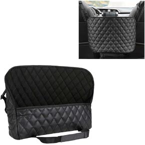 Car Net Pocket Handbag Holder Between Seats, Large Capacity Storage Bag for Front Seats, Leather Car Organizer Backseat Barrier for Kids Pet, Handbag Organizer Pocket Car Console Purse Holder
