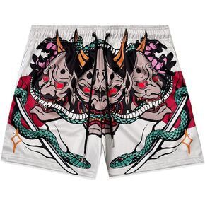 BOOMLEMON Mens Mesh Graphic Shorts Retro Designer Basketball Athletic Shorts Summer Casual Cool Streetwear Short Pants
