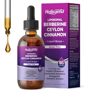 Liposomal Liquid Berberine Drops Sugar Free, Berberine Extract with Ceylon Cinnamon Supplement for Adults, Immune & Digestive Support, Natural Lemon Flavor, 2 FL OZ