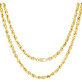 Nuragold 10K Real Yellow Gold 5mm Solid Rope Chain Diamond Cut Necklace (18"-30") Italian Jewelry for Men