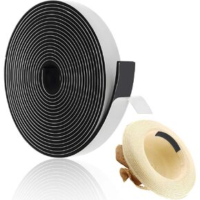 Hat Sizing Tape Roll 16.4 Feet Hat Size Reducer Insert Foam Filler Self Adhesive Cap Sizing Strip Insert for Hard Hats, Cowboy, Fedora, Baseball Caps, Pana, Straw, Western Black