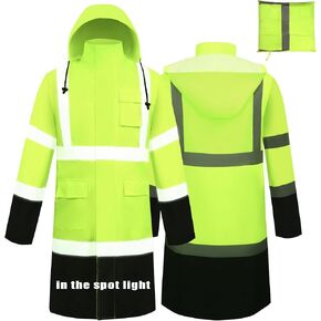 سلامة المعطف المطرور عمل للرجال مقاوم للماء مع القاع الأسود ، معاطف المطر الداخلية الشبكة عالية الرؤية معدات المطر in Kuwait