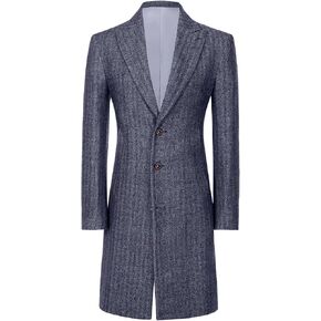 الرجعية الرجعية Mens Mens Long Trench Coat Juckets Tweed Slim Fit Prom Peaoat Wool Blend Blazer Men Winter Winter Jacket