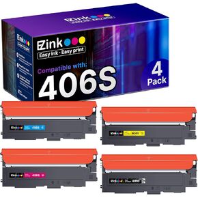 E-Z Ink Compatible Toner Cartridge Replacement for Samsung 406 406S CLT-K406S CLT-C406S CLT-M406S CLT-Y406S to use with Xpress C460W C410W Printer(1 Black, 1 Cyan, 1 Magenta, 1 Yellow, 4 Pack)