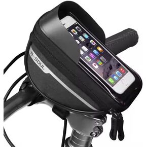 B - Soul Waterproof Bike Phone Mount & Storage Bag – Touchscreen Handlebar Case with Sun Visor, Shockproof Frame Pouch for All Smartphones