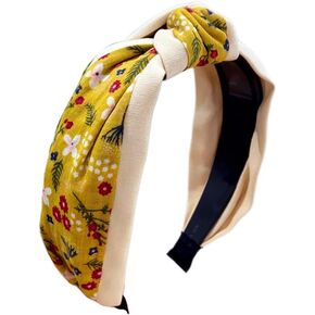 Women's Fashion Headbands - Vintage Ethnic Style Wide Knot Hair Accessories, Floral Fabric Headbands for Women (6-Black, One Size) in Saudi Arabia