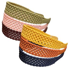 Yazon 6pcs Floral Plastic Headbands with Teeth for Girls Women, 30mm Wide, 6 Colors