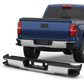 مجموعة مصد خلفية من الصلب الأسود متوافق مع 2007-2013 Chevy Silverado 1500 / Sierra 1500 Pickup Complete Back Plants Assembly Presentive for GM1103146 ​​(W / O Park Sensor Holes)