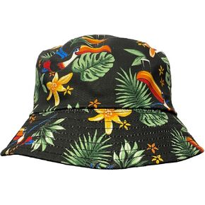 Guinness Black Toucan Reversible Hawaiian Sun Bucket Hat, Black, One Size