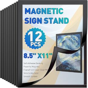 Uniclife 5 Pack Magnetic Sign Holder 8.5" x 11" Self-Adhesive Magnetic Picture Frame Wall Mounted Display Frame for Home Office Store Poster Document Holder for Wall Door Glass Window Refrigerator