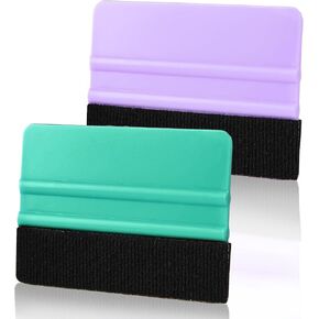 Vinyl Squeegee Tool, 2Pcs Purple and Teal Plastic Felt Squeegee for Vinyl Scraper for Craft Car Wrap Decal Window Tint Class Film Wallpaper Wrap Application Tools