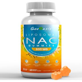 Liposomal NAC Gummies 600mg, N-Acetyl Cysteine Supplement for Kids & Adults, with Turmeric, Ginger, Black Pepper, Immune, Liver & Lung Support, Antioxidant, Sugar-Free Pineapple Flavor, 60 Counts