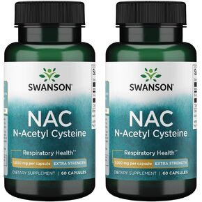Swanson NAC N-Acetyl Cysteine - Antioxidant Anti-Aging Respiratory Liver Support - Amino Acid Supplement 1000 mg 60 Capsules (2 Pack)