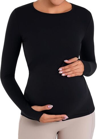 Sunzel Sunzfly Maternity Long Sleeve Shirts for Women, Pregnancy Clothes Tops with Crew Neck, Soft Athletic Yoga Casual Tee in Saudi Arabia