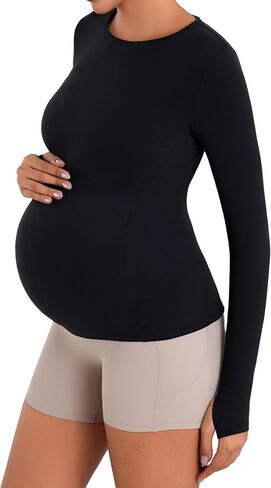 Sunzel Sunzfly Maternity Long Sleeve Shirts for Women, Pregnancy Clothes Tops with Crew Neck, Soft Athletic Yoga Casual Tee in Saudi Arabia
