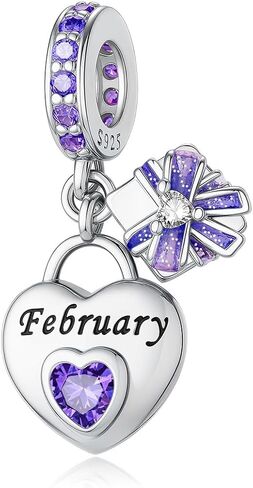 Heart Birthstone Charms 925 Sterling Silver Charms for Europe and America Bracelets and Necklaces Birthday Christmas Women's Jewelry Gifts in Saudi Arabia