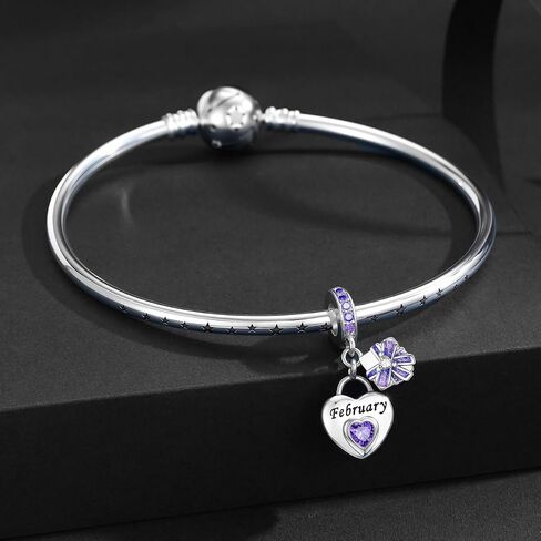 Heart Birthstone Charms 925 Sterling Silver Charms for Europe and America Bracelets and Necklaces Birthday Christmas Women's Jewelry Gifts in Saudi Arabia