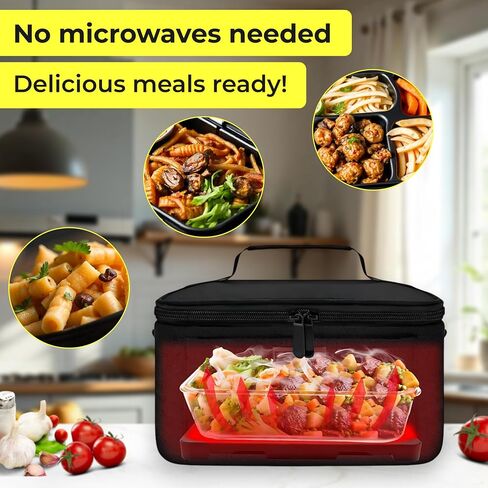 Skywin Portable Car Food Warmer with Vehicle Plug, Car Microwave Alternative, Mini Electric Heated Oven Lunch Box for Vehicle, Like Car, Truck, Includes Stainless Steel Container in Kuwait