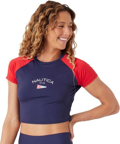 Nautica للسيدات Rashguard-سريع الجفاف ، UPF+، قميص السباحة ، حمام السباحة ، الشاطئ ، المشي لمسافات طويلة ، اليوغا ، الكرة الطائرة in Saudi Arabia
