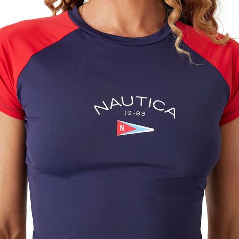 Nautica للسيدات Rashguard-سريع الجفاف ، UPF+، قميص السباحة ، حمام السباحة ، الشاطئ ، المشي لمسافات طويلة ، اليوغا ، الكرة الطائرة in Saudi Arabia